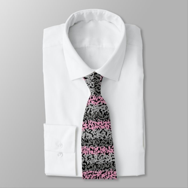 Modern pink black horizontal stripes pattern tie (Tied)