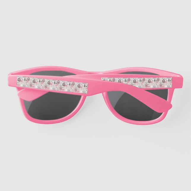 Modern Pink Black Lions Boho Rainbows Sunglasses (Back)