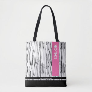 Modern Pink & Black Personalised  Tote Bag