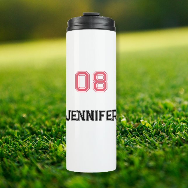 Modern Pink Black Player Name Jersey Number Sports Thermal Tumbler (Modern Pink Black Player Name Jersey Number Sports Thermal Tumbler)