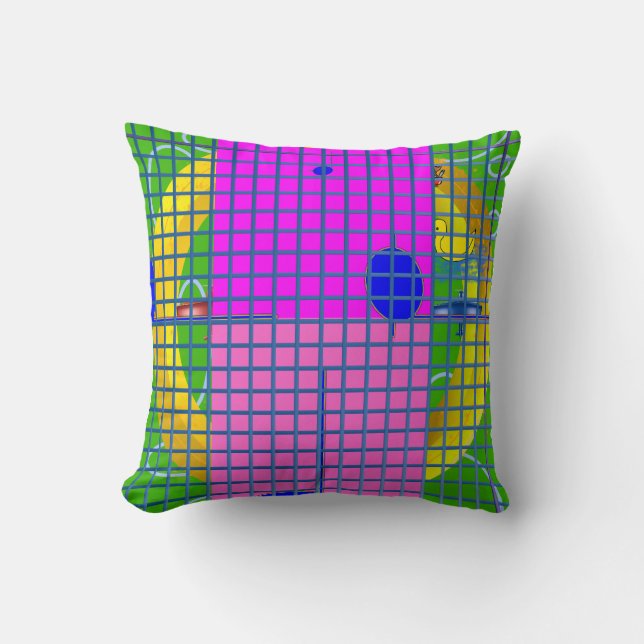 Modern Pink Blocks Cushion (Front)