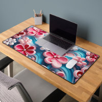 Modern Pink Blue 3D Floral Swirl Pattern