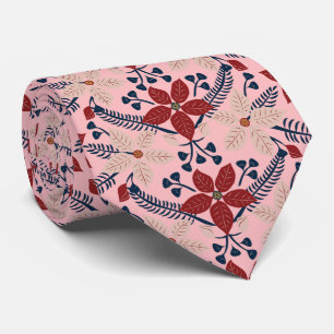 Modern Pink, Blue and Red Floral Pattern Tie