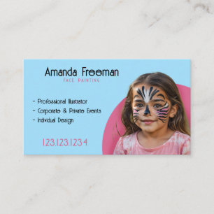 Modern Pink & Blue Artist Face Painter Business Card