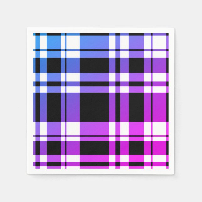 Modern pink blue black plaid pattern napkin (Front)
