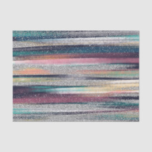 Modern Pink Blue Gold Glitter Brush Strokes Paint Tissue Paper