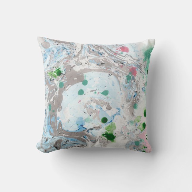 Modern Pink Blue Green White Abstract Template Cushion (Front)