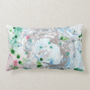 Modern Pink Blue Green White Colours Abstract Lumbar Cushion