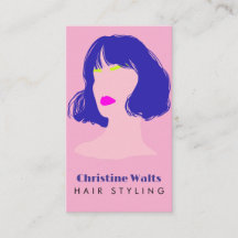 Modern Pink Blue Lime Hair Styling Flat Design QR