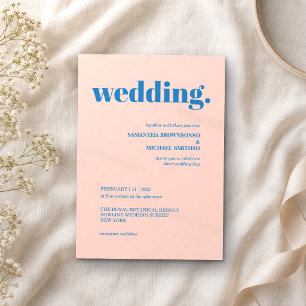 Modern pink blue Minimal Earth Tone Wedding Invitation