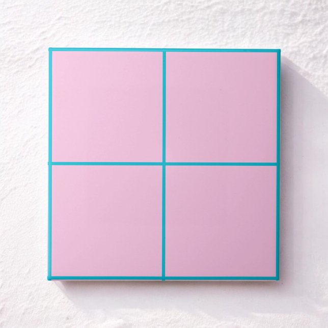 Modern Pink, Blue & Teal Chequered Bold Pastel  Ceramic Tile (Creator Uploaded)