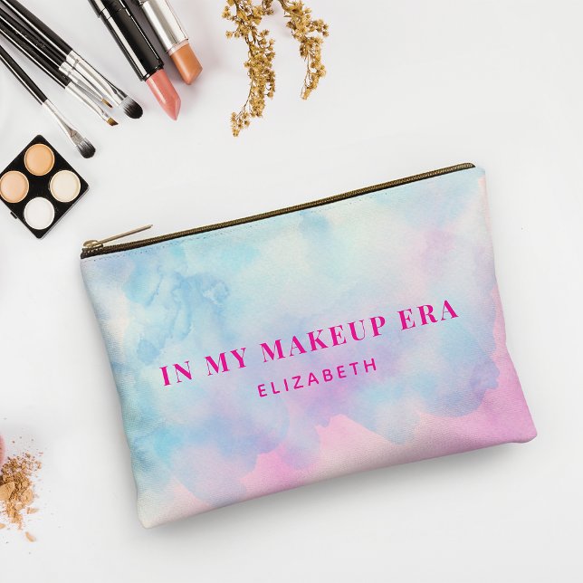 Modern Pink Blue Tie Dye Makeup Era Personalised  Accessory Pouch (Creator Uploaded)