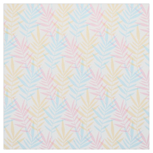 Modern Pink Blue Yellow Watercolor Palm Tree Fabric (Swatch)