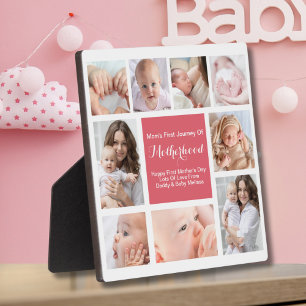 Modern Pink Blush First Mother's Day Photo Plaque
