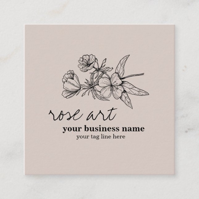 Modern Pink Blush Floral square Business Card (Front)