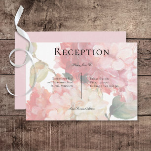 Modern Pink Blush Hydrangea Wedding Reception Enclosure Card