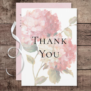 Modern Pink Blush Hydrangea Wedding Thank You Card