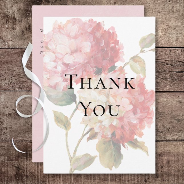 Modern Pink Blush Hydrangea Wedding Thank You Card (Modern Pink Blush Hydrangea Wedding Thank You Card)