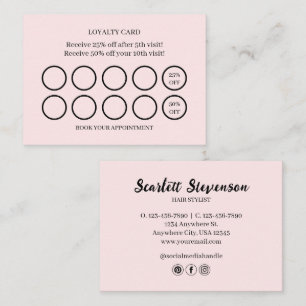 Modern Pink Blush Loyalty Business Card