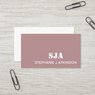 Modern Pink Blush Minimalist Professional Initials Business Card