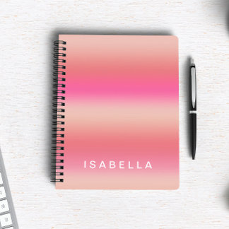 Modern Pink Blush Rose Ombre Gradient Personalised Notebook