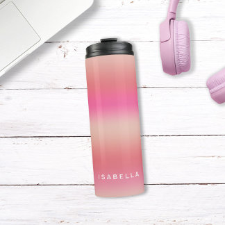 Modern Pink Blush Rose Ombre Gradient Personalised Thermal Tumbler