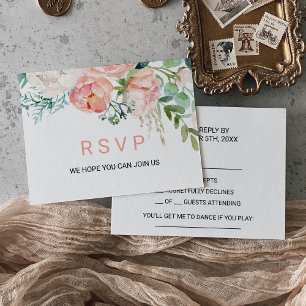 Modern Pink Blush Tropical Floral Song Request RSVP Card