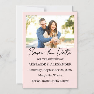 Modern Pink Blush Wedding Save The Date Magnetic Invitation
