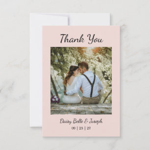 Modern Pink Blush wedding Thank You Card