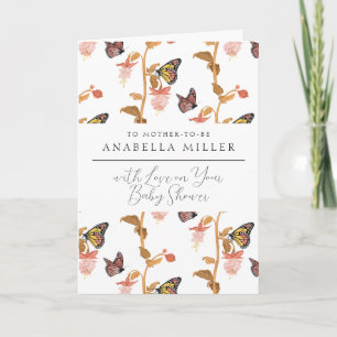 Modern Pink Boho Butterfly Girl Baby Shower Card