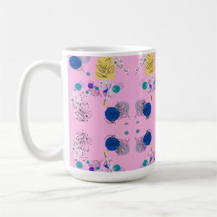 Modern Pink Boho Floral Abstract Botanical Shapes Coffee Mug