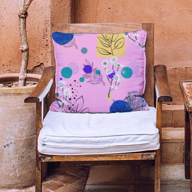 Modern Pink Boho Floral Abstract Botanical Shapes Cushion (Creator Uploaded)