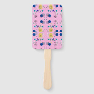 Modern Pink Boho Floral Abstract Botanical Shapes Hand Fan