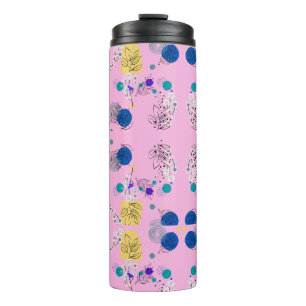 Modern Pink Boho Floral Abstract Botanical Shapes Thermal Tumbler