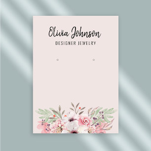Modern Pink Boho Floral Jewellery Earring Display Business Card