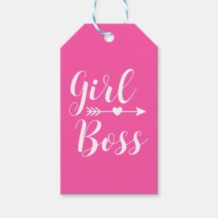 Modern Pink Boho Girl Boss Gift Tags