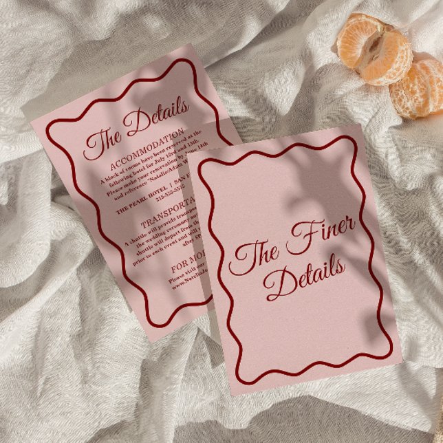 Modern Pink Bold Funky Retro Chic Wedding Details Enclosure Card (Creator Uploaded)