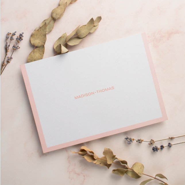 Modern Pink Border Orange Stationery Card (Creator Uploaded)