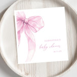 Modern Pink Bow Baby Shower Napkin<br><div class="desc">Enhance your celebration with modern pink bow baby shower napkins. Featuring a chic pink and white design with an elegant bow accent,  these napkins add a stylish and sophisticated touch to your event. Perfect for serving drinks,  desserts,  or appetizers while complementing your baby shower decor beautifully.</div>