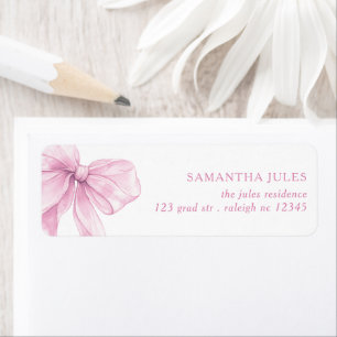 Modern Pink Bow Baby Shower Return Address Label