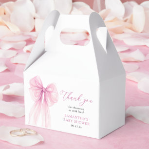 Modern Pink Bow Baby Shower Thank You Favour Box