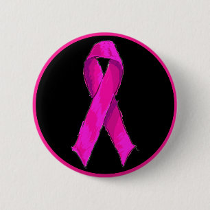 Modern Pink Bow Breast Cancer Awareness & Support 6 Cm Round Badge