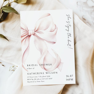 Modern Pink Bow Bridal Shower Invitation