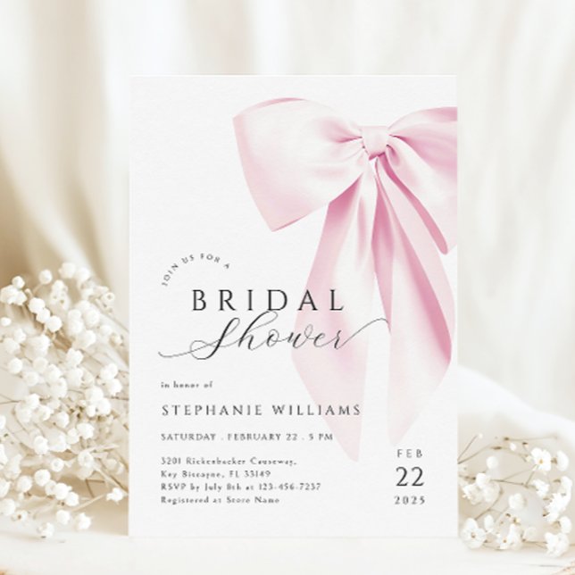 Modern Pink Bow Bridal Shower Invitation (Creator Uploaded)