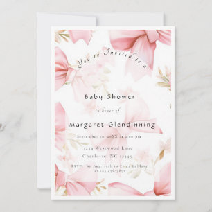 Modern Pink Bow Coquette Baby Shower Invitation