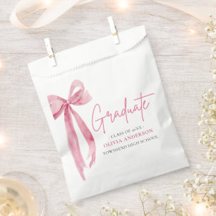 Modern Pink Bow Coquette Graduate Graduation Favour Bag
