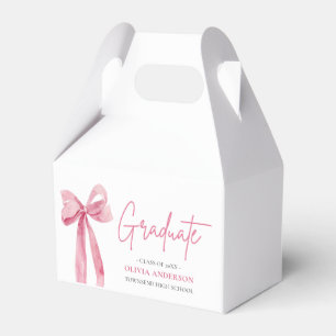 Modern Pink Bow Coquette Graduate Graduation Favour Box
