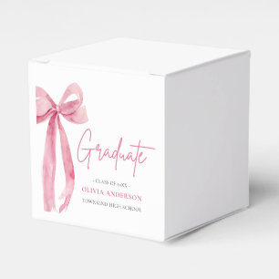 Modern Pink Bow Coquette Graduate Graduation Favour Box