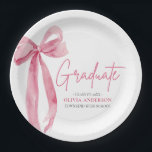 Modern Pink Bow Coquette Graduate Graduation Paper Plate<br><div class="desc">🎀🎓 Modern Pink Bow Coquette Graduate Graduation Paper Plates 🎓🎀 Celebrate in style and elegance with these Modern Pink Bow Coquette Graduate Graduation Paper Plates! Featuring a delicate pink bow and sophisticated typography, these plates add a chic and feminine touch to your high school or college graduation party. Perfect for...</div>
