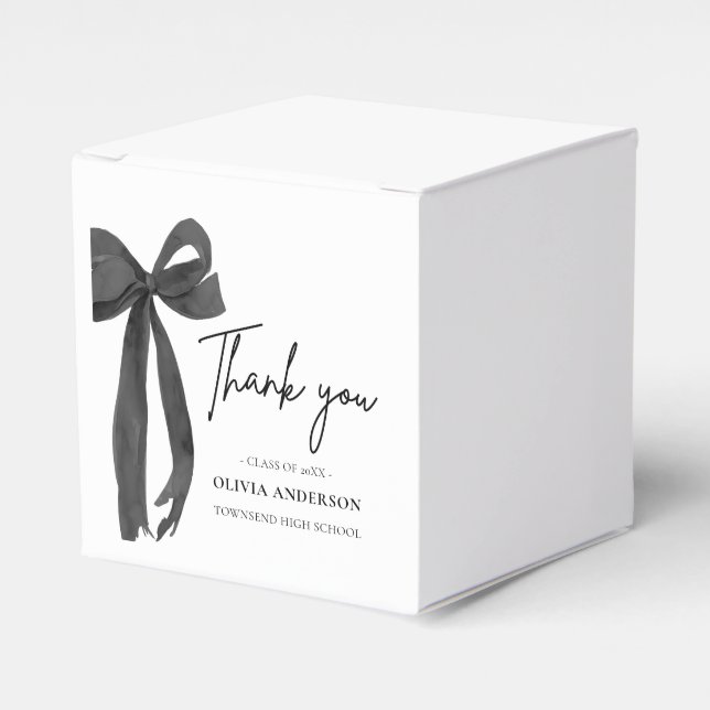 Modern Pink Bow Coquette Thank you Graduation Favour Box (Front Side)
